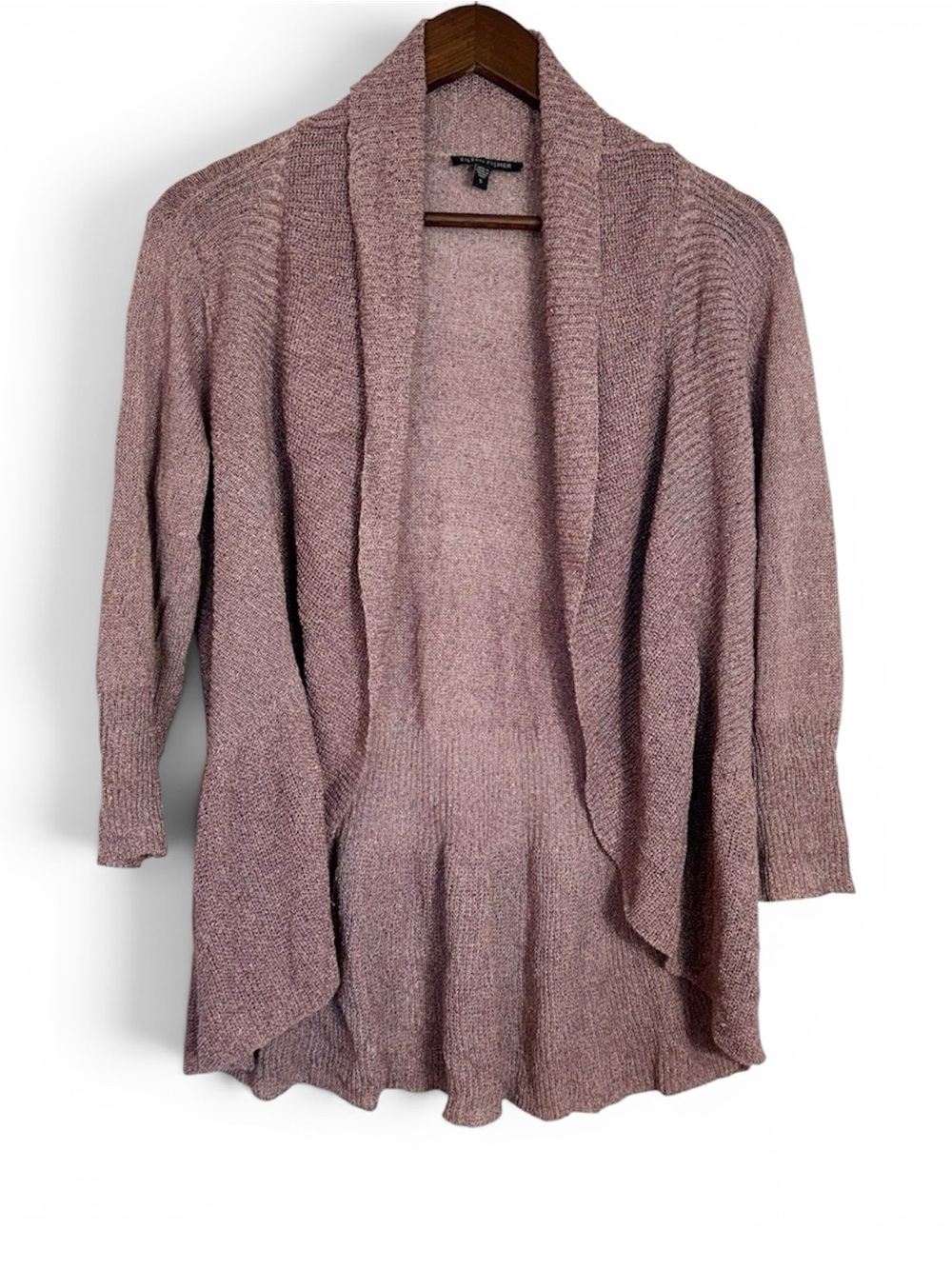 Eileen Fisher Mauve Pink Linen Blend Open Lightweight Cardigan Women’s Small